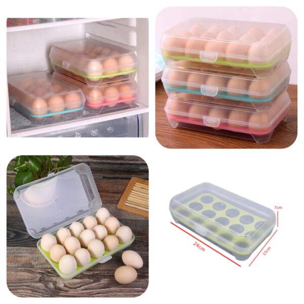 15 Grid Egg Storage Box Plastic Egg Organizer for Kitchen