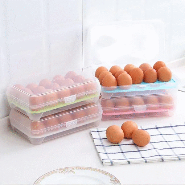 15 Grid Egg Storage Box Plastic Egg Organizer for Kitchen