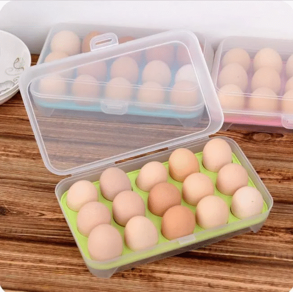 15 Grid Egg Storage Box Plastic Egg Organizer for Kitchen