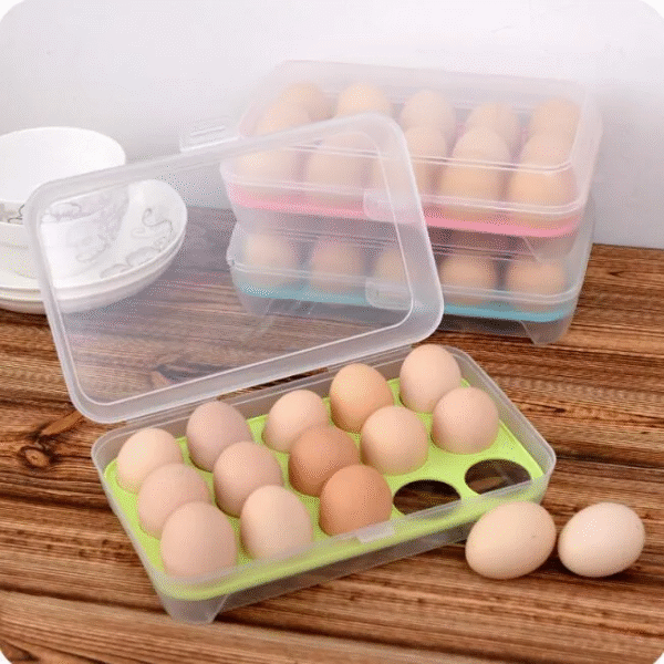 15 Grid Egg Storage Box Plastic Egg Organizer for Kitchen