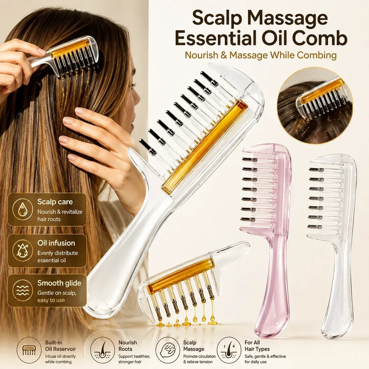 2-in-1 Hair Oil Applicator Comb