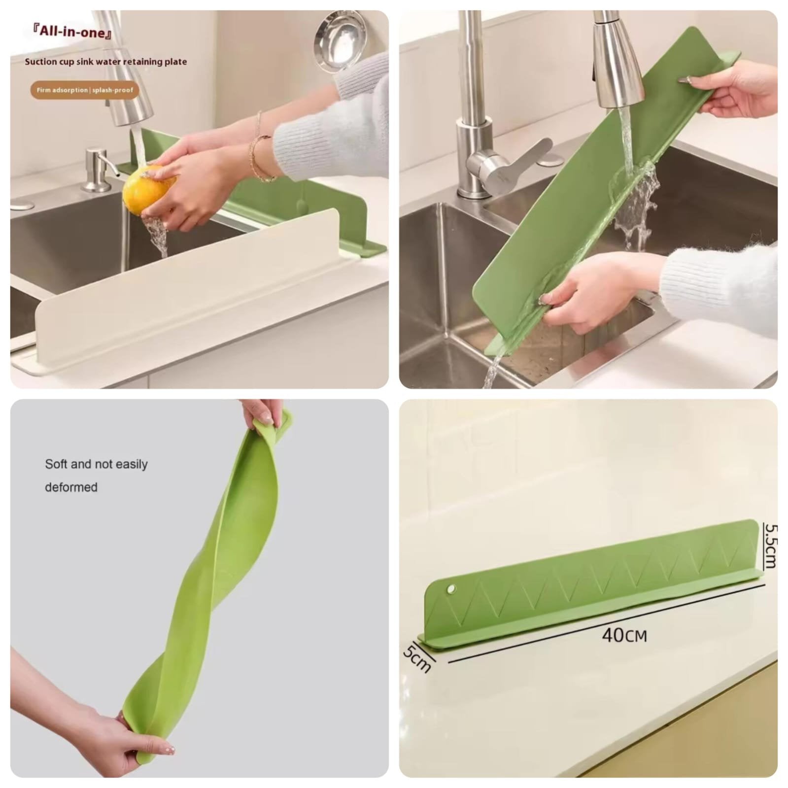 2PCS Silicone Sink Splash Guard 35cm Anti-Splash Faucet Guard with Suction