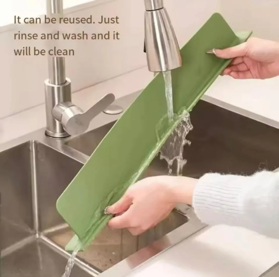 2PCS Silicone Sink Splash Guard 35cm Anti-Splash Faucet Guard with Suction