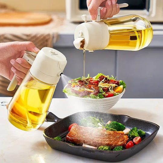 2 in 1 Glass Oil Spray Dispenser 450ml for Healthy Cooking