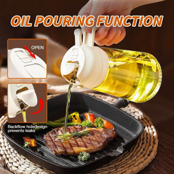 2 in 1 Glass Oil Spray Dispenser 450ml for Healthy Cooking