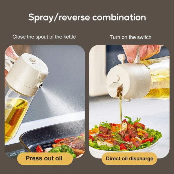 2 in 1 Glass Oil Spray Dispenser 450ml for Healthy Cooking