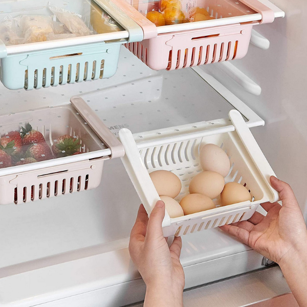 Fridge Storage Basket Adjustable Expandable Refrigerator Drawer