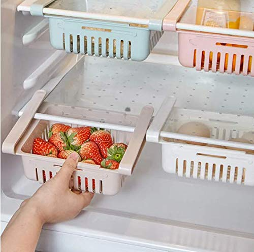 Fridge Storage Basket Adjustable Expandable Refrigerator Drawer