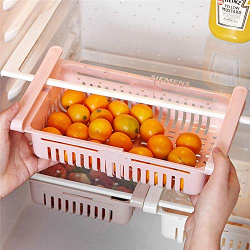 Fridge Storage Basket Adjustable Expandable Refrigerator Drawer