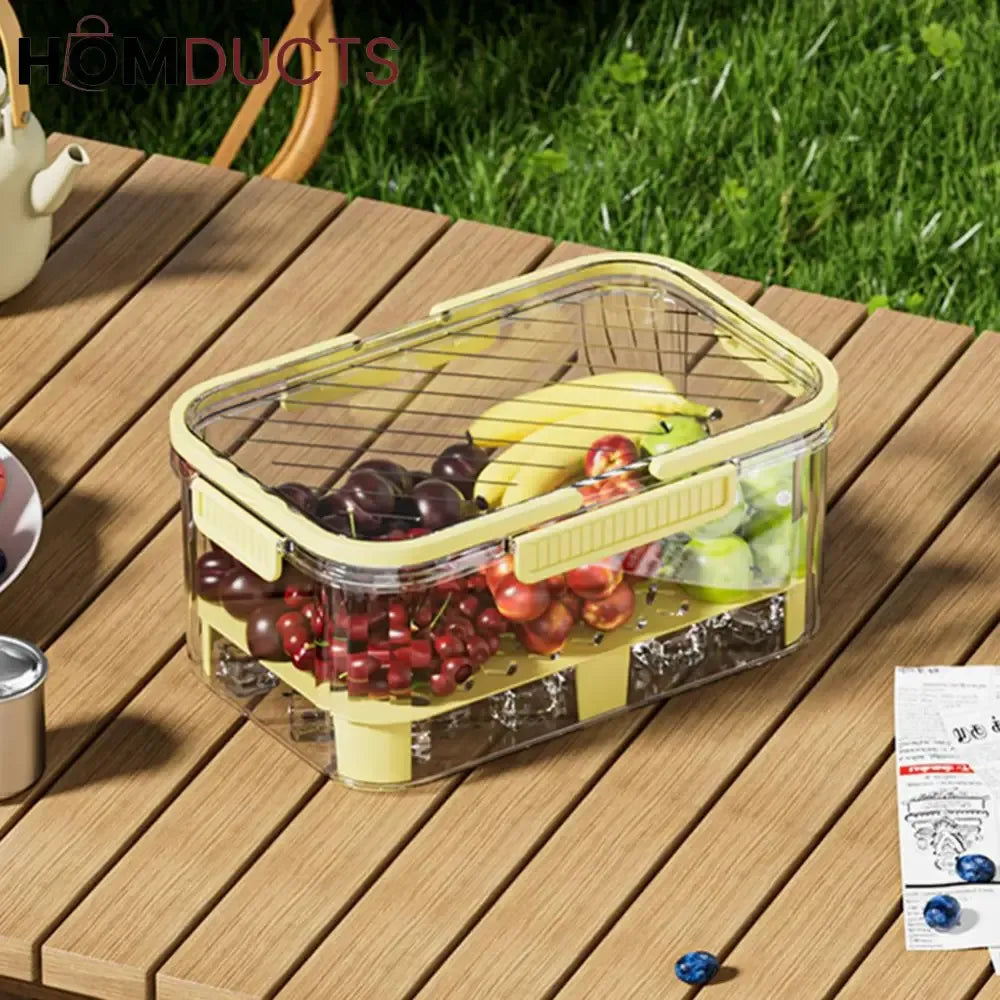 Airtight Vegetable Storage Container with Drain Tray & Lock