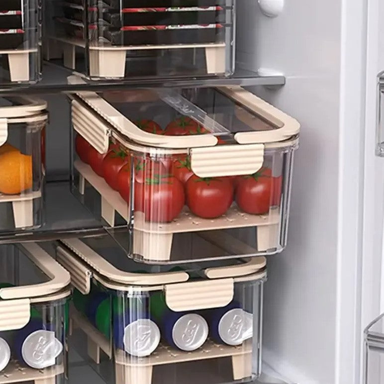 Airtight Vegetable Storage Container with Drain Tray & Lock
