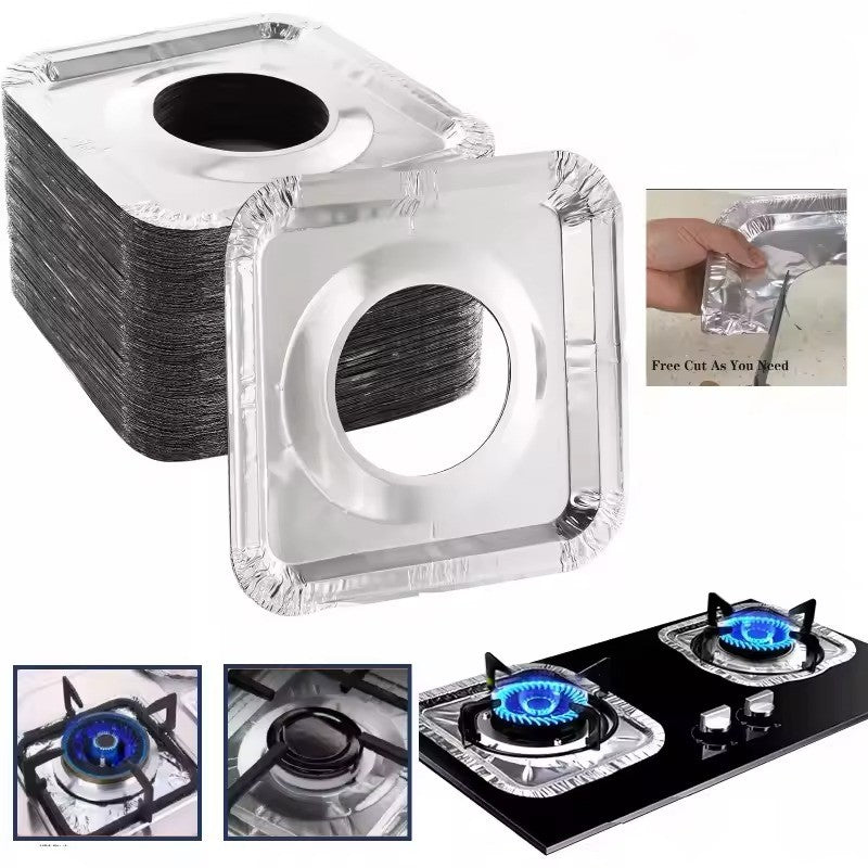 Aluminum Foil Stove Oil Proof Cleaning Pad Covers 10 Pcs