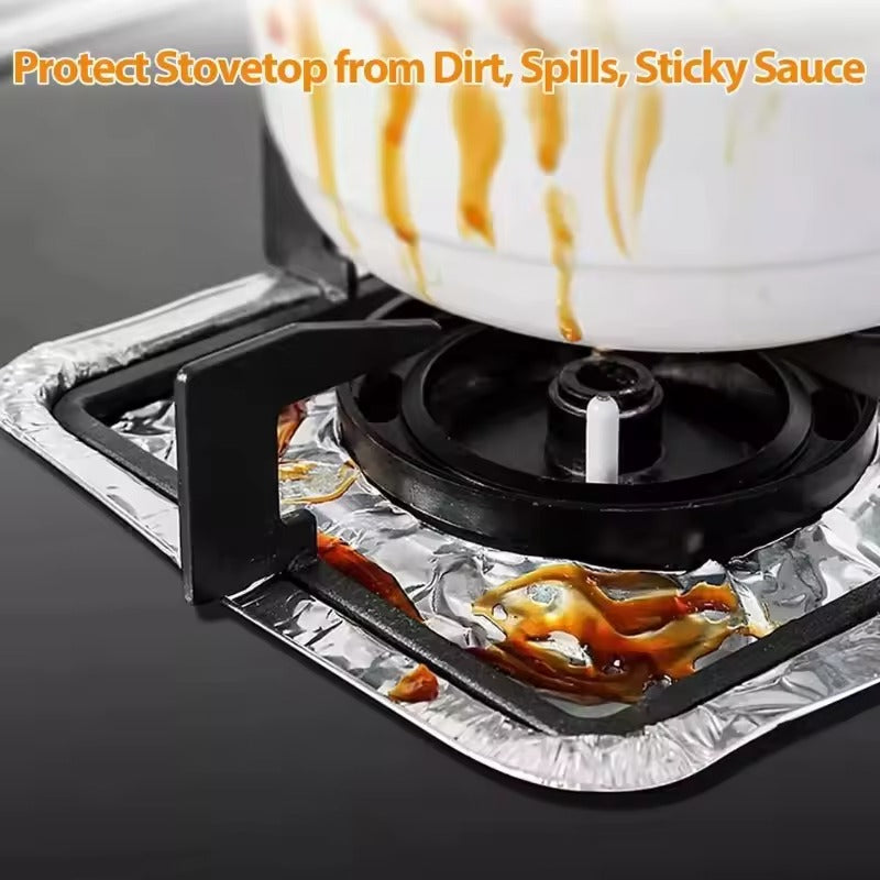 Aluminum Foil Stove Oil Proof Cleaning Pad Covers 10 Pcs