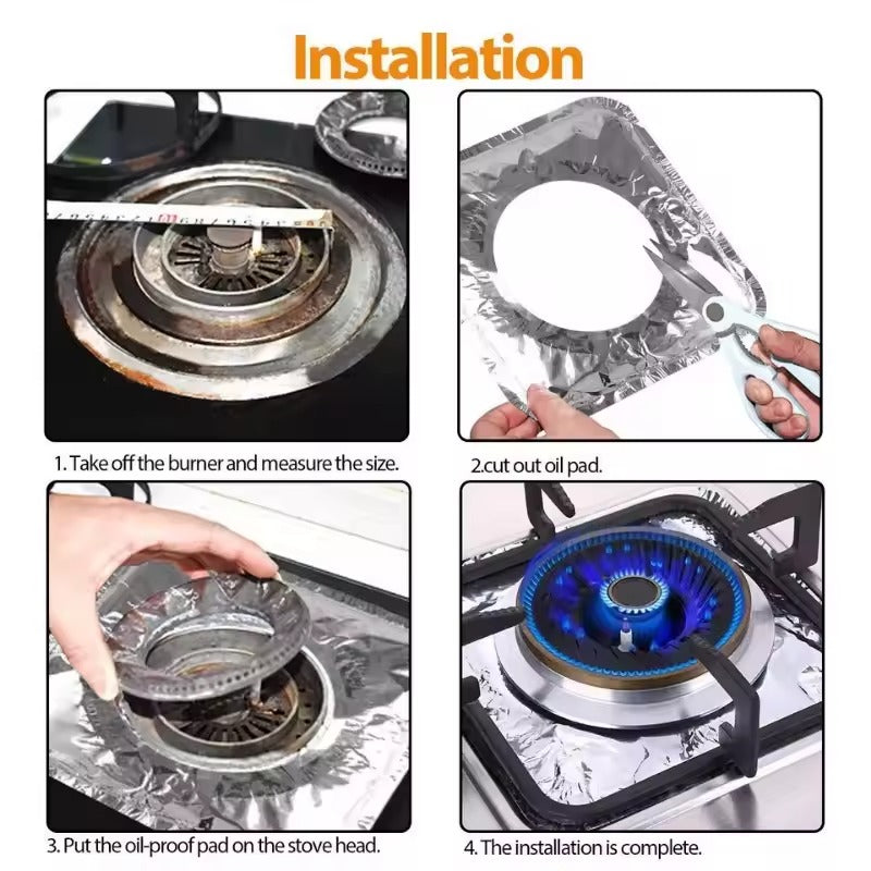 Aluminum Foil Stove Oil Proof Cleaning Pad Covers 10 Pcs