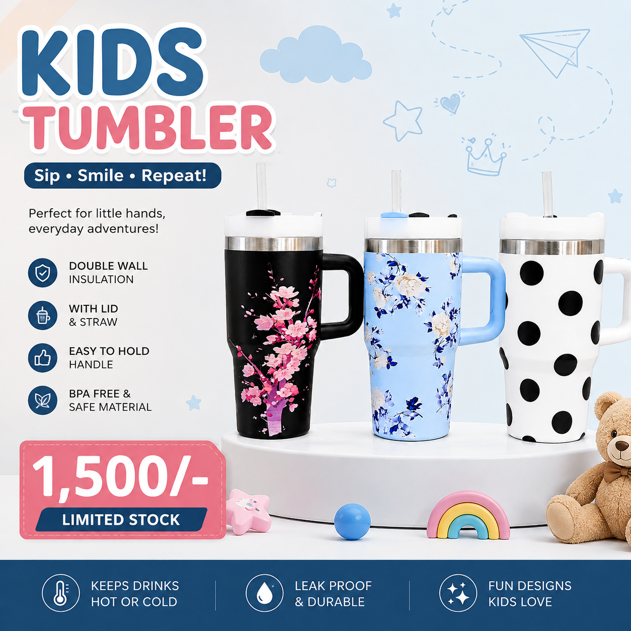 Premium Insulated Tumbler Mug with Handle