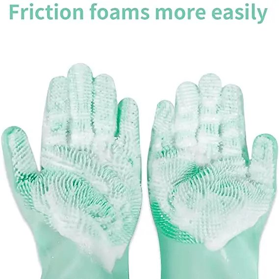 Cleaning Scrubber Gloves Reusable Silicone for Kitchen & Bath