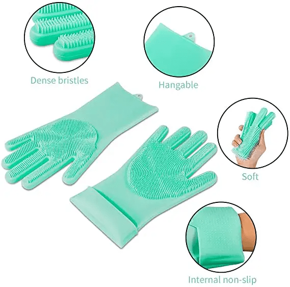 Cleaning Scrubber Gloves Reusable Silicone for Kitchen & Bath