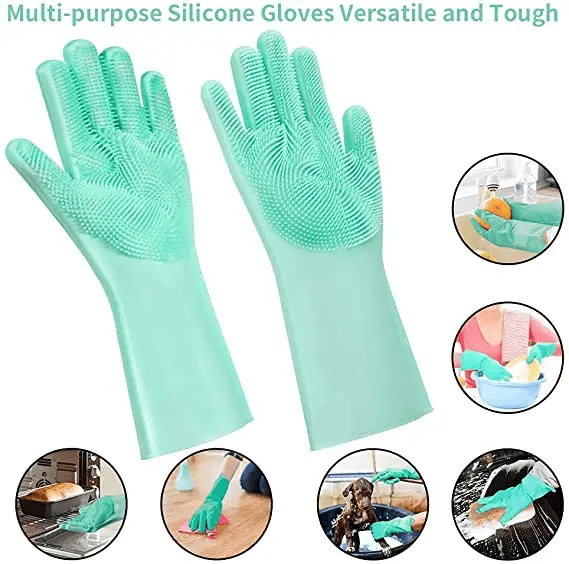 Cleaning Scrubber Gloves Reusable Silicone for Kitchen & Bath