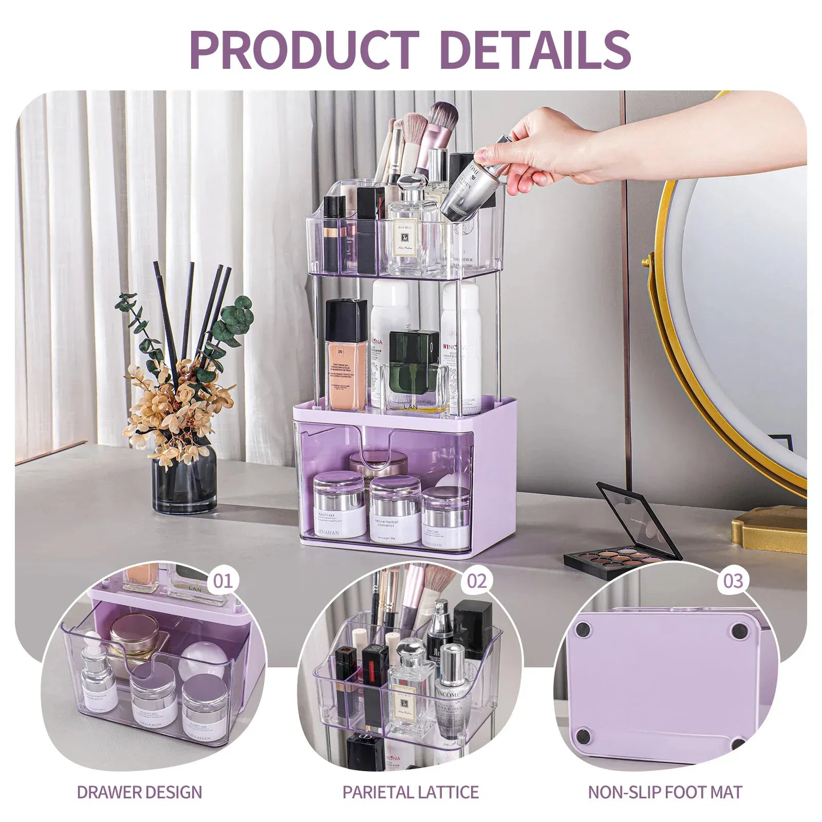 Luxury 3-Tier Cosmetic & Skincare Organizer