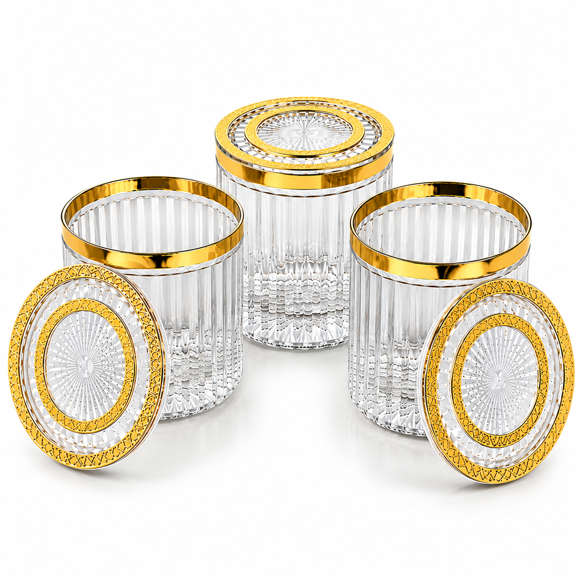 Crown Airtight Glass Storage Jar with Gold Lid – Medium