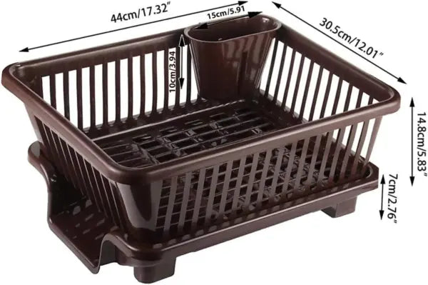 3 In 1 Large Plastic Kitchen Sink Dish Rack Drainer Organizer