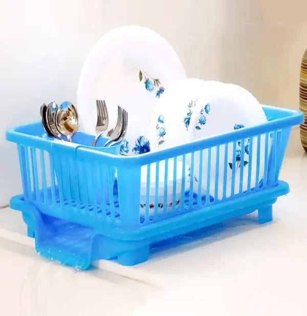 3 In 1 Large Plastic Kitchen Sink Dish Rack Drainer Organizer