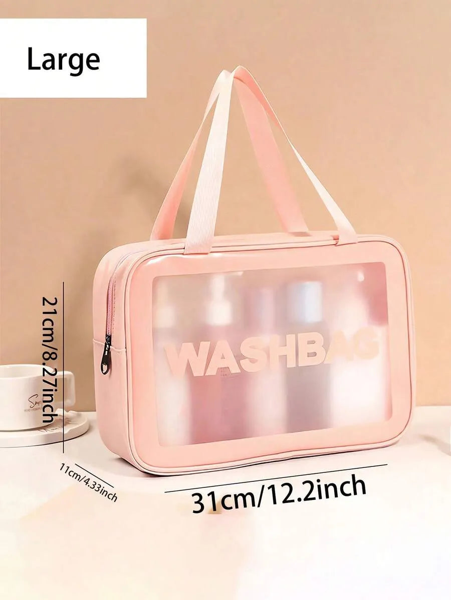 Double Layer Transparent Cosmetic Bag Waterproof PU Large Med