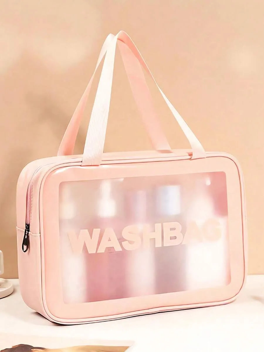 Double Layer Transparent Cosmetic Bag Waterproof PU Large Med