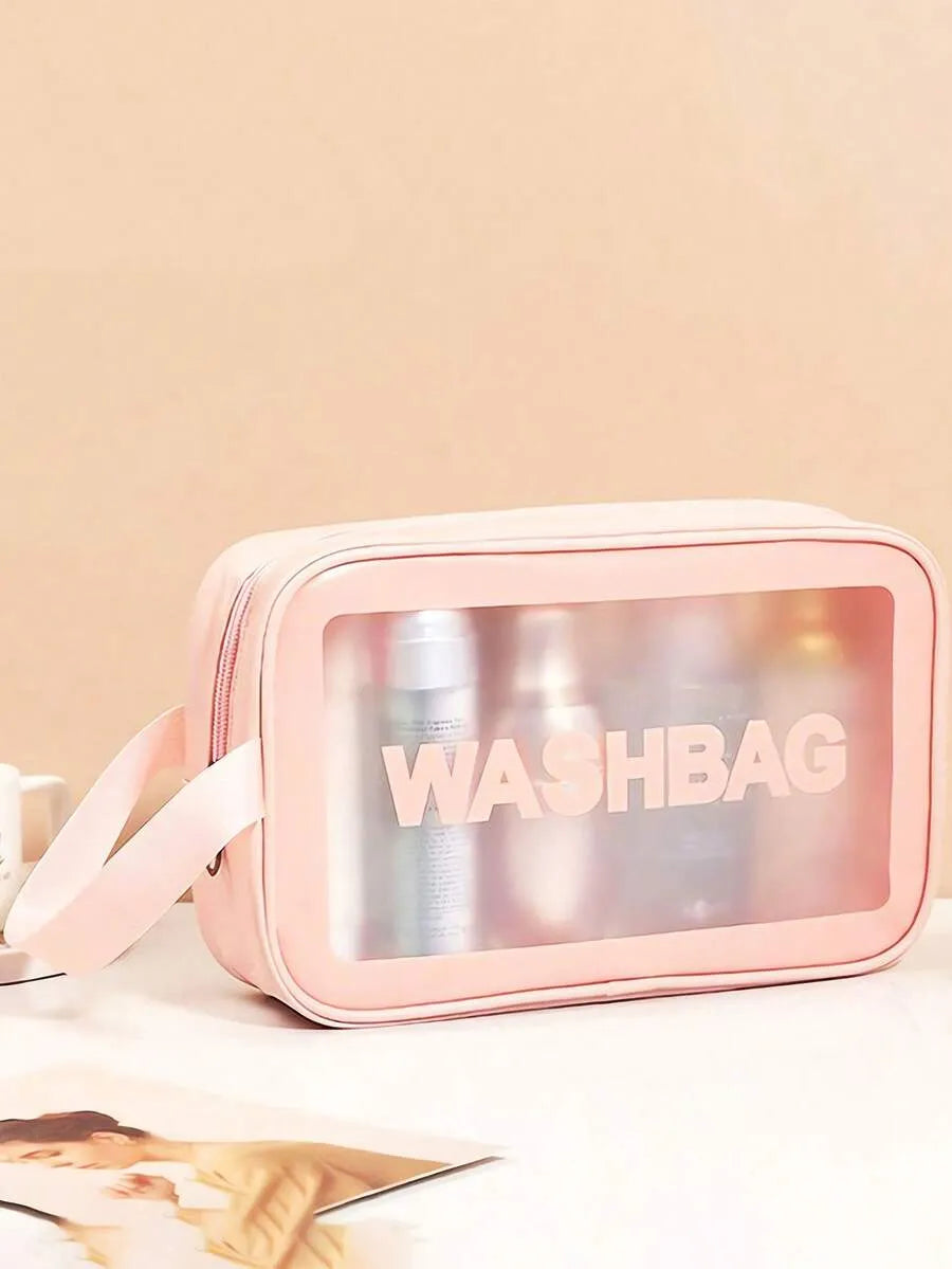 Double Layer Transparent Cosmetic Bag Waterproof PU Large Med