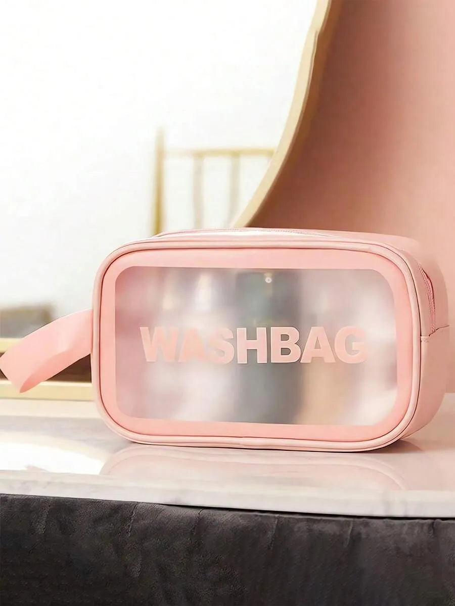 Double Layer Transparent Cosmetic Bag Waterproof PU Large Med