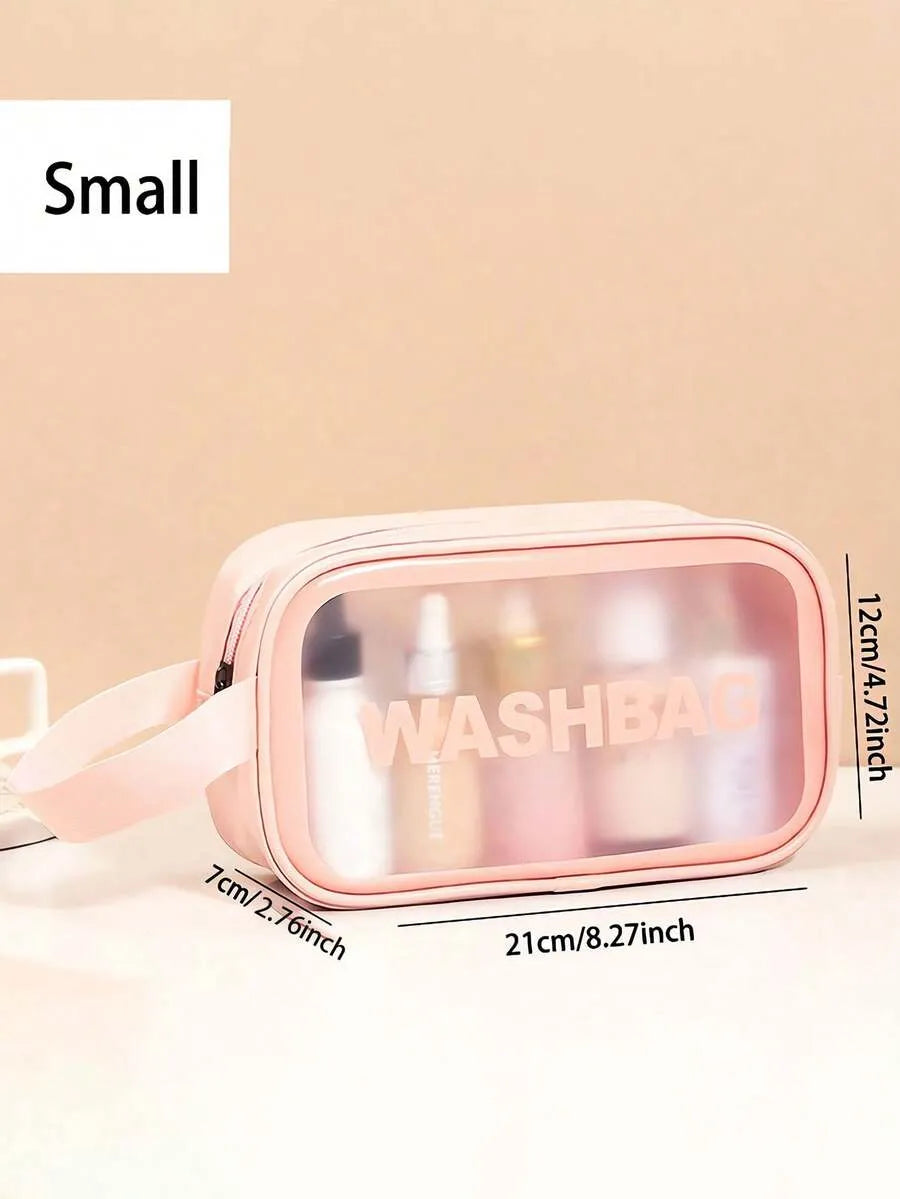 Double Layer Transparent Cosmetic Bag Waterproof PU Large Med