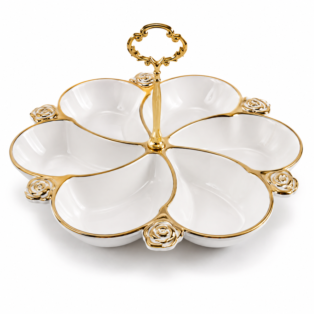 Dry Fruit Dish 6 Portion Flower Shape Serving Tray