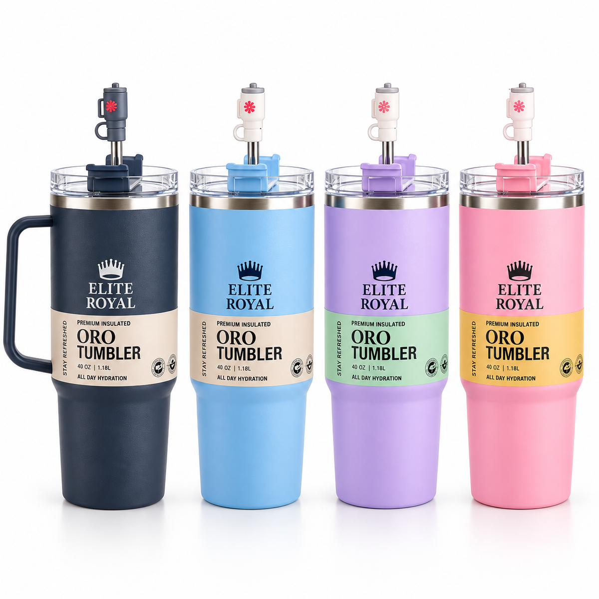 Elite Royal ORO Insulated Tumbler with Straw & Lid