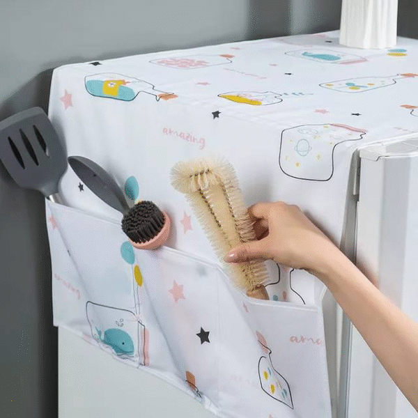 Fridge Cover with Side Pockets Decorative Fridge Protector