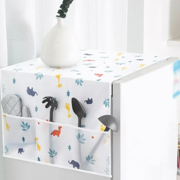 Fridge Cover with Side Pockets Decorative Fridge Protector