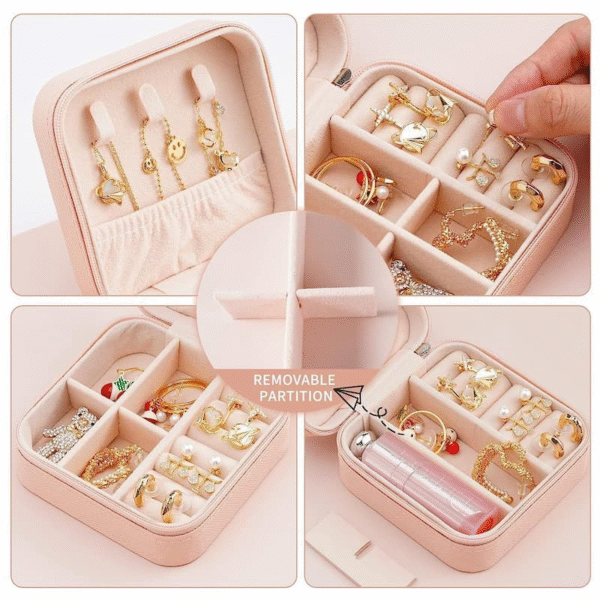 Jewellery Organizer Box – Travel Leather Pocket with Zipper