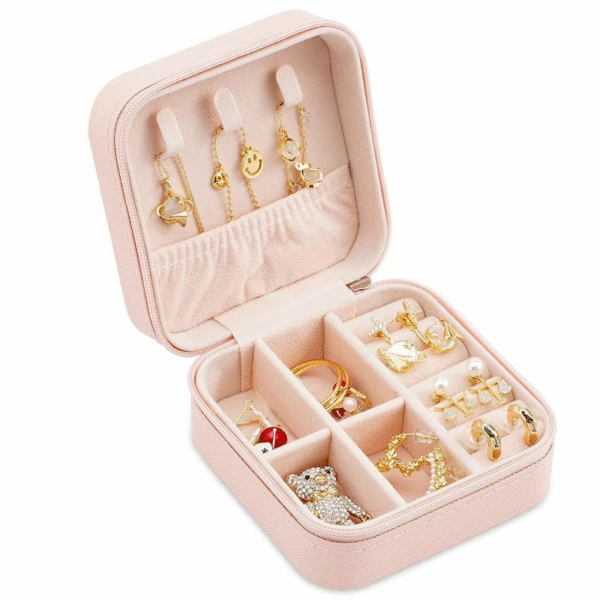 Jewellery Organizer Box – Travel Leather Pocket with Zipper