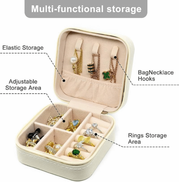 Jewellery Organizer Box – Travel Leather Pocket with Zipper