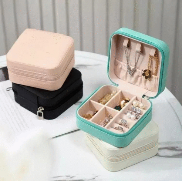 Jewellery Organizer Box – Travel Leather Pocket with Zipper
