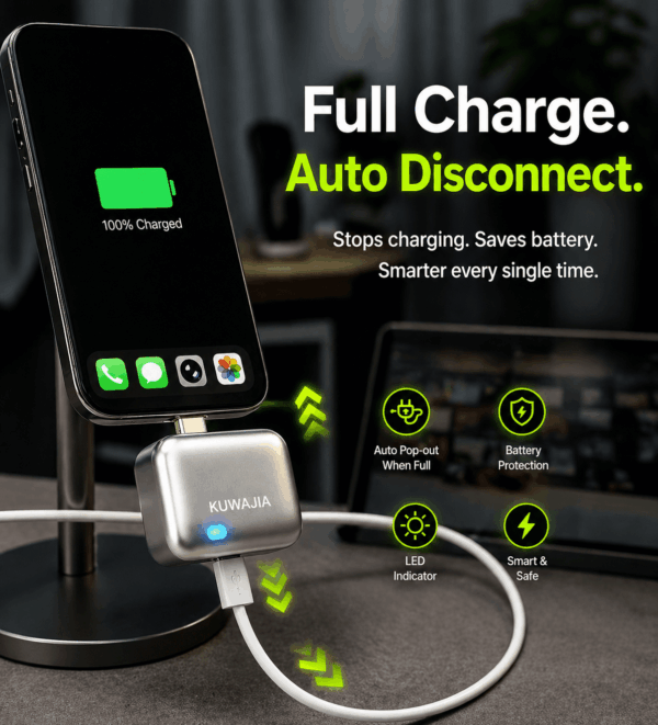 Kuwajia Auto Retract Charger | Fast Charging & Auto Eject Cable.