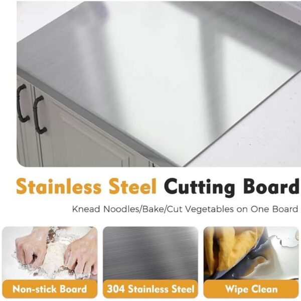 Large Stainless Steel Cutting Board Non Slip Kitchen Chopping