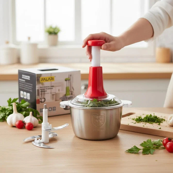 Manual Vegetable Chopper 2L  4 Blade Hand Chopper