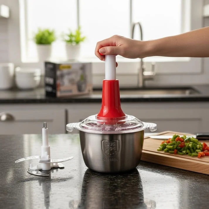 Manual Vegetable Chopper 2L  4 Blade Hand Chopper