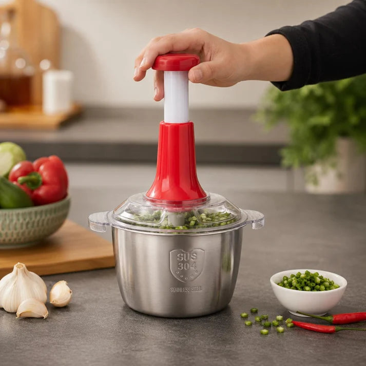 Manual Vegetable Chopper 2L  4 Blade Hand Chopper