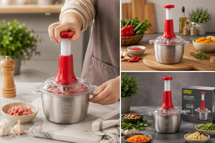 Manual Vegetable Chopper 2L  4 Blade Hand Chopper