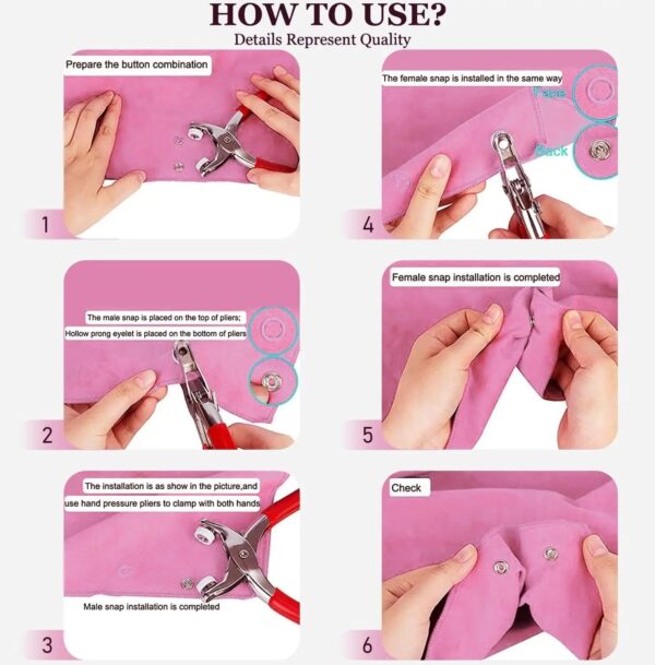 Metal Snap Button Plier with 50 Buttons Hand Press Tool Kit