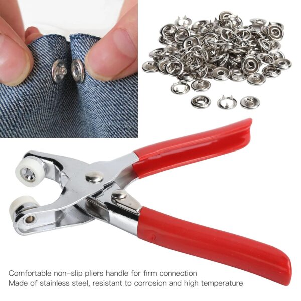 Metal Snap Button Plier with 50 Buttons Hand Press Tool Kit