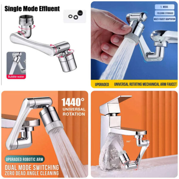 Multi Functional Anti Splash Rotating Faucet 1080° Water Saver
