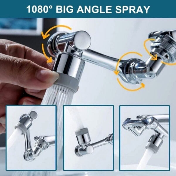 Multi Functional Anti Splash Rotating Faucet 1080° Water Saver