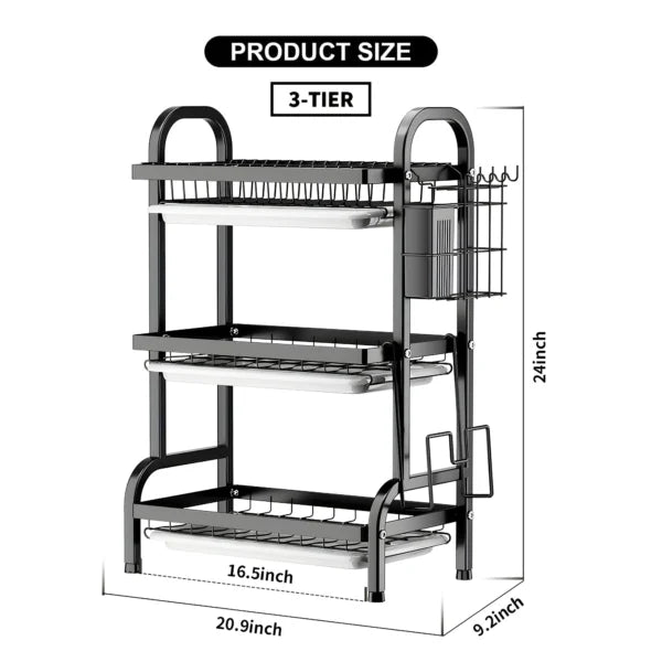 Multi Tiered Dish Rack Organizer Stainless Steel Kitchen Storage